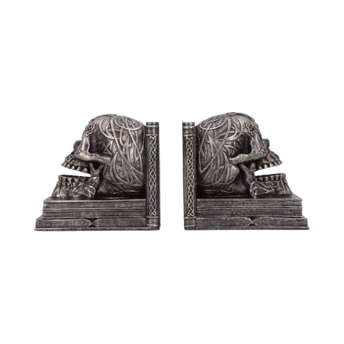 Nemesis Now Celtic Tale Resin Bookends - Heavy Decorative Book Ends for Literature Collections, Ornate Celtic Skull Design and Knotwork, Bronze Finish