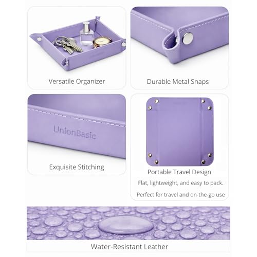 UnionBasic Small Valet Tray, Jewelry Tray for Rings Watches Earrings, Entryway Catchall Caddy for Coins Keys Change, Nightstand Bedside Valet Holder, Trays for Electronic Gadgets, Purple - color: Purple, size: 5.4" x 5.4" x 1.6"