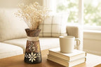 AeraVida 6-Inch Nature’s Beauty Etched Flower and Rope Design Mango Tree Wood Rectangular Handmade Vase | Rustic Wooden Tabletop Vase for Flowers | Sustainable Home & Kitchen Decor