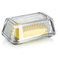 Clear Glass Butter Dish with Lid for Countertop, 6.5" Crystal Butter Dish with Cover, Covered Butter Tray for Refrigerator - size: 6.5inch