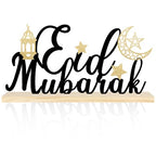 COCHIE Metal Eid Mubarak Sign, Ramadan Decorations for Home, Shelf, Mantel, Indoor, Moon Star Eid Decor, Eid Mubarak Ramadan Table Top Party Decoration (Eid) - style: Eid