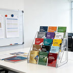 5 Tier Brochure Holder 12x13” Clear Acrylic Literature Display Stand Holds 3 Brochures in One Row Pamphlet Holder Display Stand for Booklets Flyers Table Signs Office Exhibition Store Home, 1 Pack