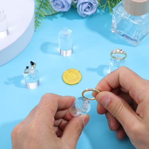 5 Pack Clear Ring Display Stand, Acrylic Ring Display Holder, Cylinder Jewelry Stand Organizer for Wedding Engagement Rings, Sturdy Solid Showcase for Photography Boutique Cosmetic Crafts