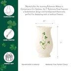 Belleek Kylemore Vase - White Flower Vase Handcrafted Fine Parian China Shamrock Irish Decor, 3.1 x 7 Inches