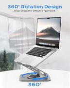 Adjustable Laptop Stand for Desk with 360 Base, Ergonomic Laptop Riser, Mount, Holder Notebook Computer Stand for MacBook Air Pro, HP, Dell, XPS, HP 16" Laptops - Gray - color: Gray