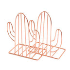 Creative Minimalist Style Bookends Metal Adjustable Books Holder Stand Book Rack Desk Bookend - Cactus, Rose Gold - color: Cactus, Rose Gold