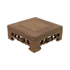 Wooden Display Stand Base 4" x 4" Wood Carved Craft Pedestal Traditional Wooden Base Oriental Antique Display Riser Square Pedestal Stands for Vase Crystal Ball Teapot Stone Flower Pot - size: Square, 4" x 4"