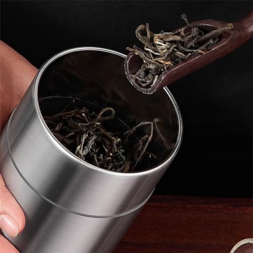 Tyenaza Tea Canister, Stainless Steel Tea Tins, Textured Tea/Coffee/Sugar Canisters, Canister Home Kitchen Canisters for Tea Coffee Sugar Storage(s) - size: s