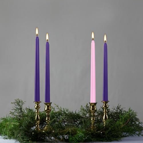 YOROXRG 16 Pack Advent Taper Candles Premium Hand Dipped 10in Unscented Christmas Taper Candles - Ideal for Seasonal Celebrations, Holidays, Church, Celebration, Party - color: Purple/Pink-Advent 16