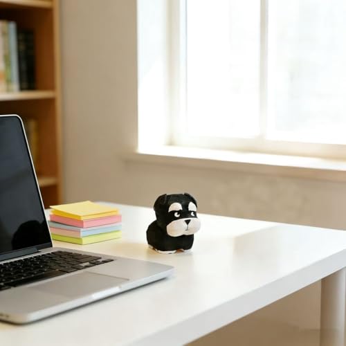 Hand-Carved Wooden Black & Silver Schnauzer Figurine – Mini Cute Dog Statue with Round Wooden Base for Desk & Home Decor, Car Dashboard Decoration, Unique Handmade Gift for Dog Lovers - color: Black and Silver Schnauzer