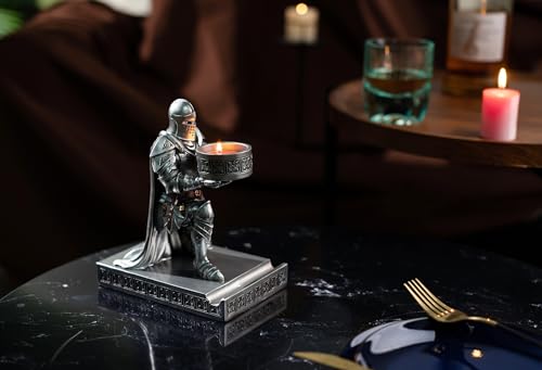 King's Guard Kneeling Knight Candlestick Holders Resin Posture TeaLight Holder Warrior Mobile Phone Stand Pen Holder Candle Holder for Restaurant, Altar, Home Table(Silver) - color: Silver