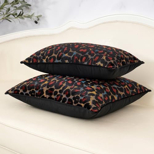 Alerfa Black Floral Throw Pillow Cover 20 x 20 Inch Cut Velvet Sqaure Luxury Decorative Pillow Cover for Couch Living Room Bedroom - color: Black, size: 20" x 20" (Pack of 1)