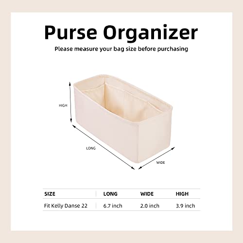 DGAZ Silk Purse Organizer Insert For Hermes Kelly Danse 22 bag，Silky Smooth Bag Organizer，Luxury Handbag & Tote Shaper（Craie，22） - color: Craie