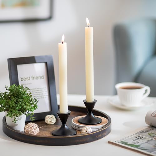 Hanobe DecorativeTray for Coffee Table : Round Vintage Brown Wood Trays for Home Decor - Farmhouse Circle Ottoman Plate for Kitchen Centerpiece Counter Display Living Room 12" - color: Brown