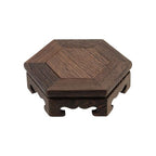 Wooden Display Stand Base 4.65" x 4.65" Wood Carved Craft Pedestal Traditional Wooden Base Oriental Antique Display Riser Hexagon Pedestal Stands for Vase Crystal Ball Teapot Stone Flower Pot - size: Hexagon, 4.65" x 4.65"