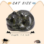 LAIDANLA Dragon Blood Cat Healing Crystals Figurine Sleeping Cat Hand Carved Cute Statue Polished Stone Sculpture Reiki Office Room Bedroom Desk Home Decoration Gifts 1.6" - color: M-dragon Blood