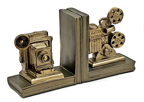 Bellaa 24971 Camera Bookends Retro Projectors Book Ends Library Bookshelves Support Decorations Crafts Study Offices Wine Cabinets Desktop