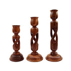 Wooden Candle Holder Set of 3 Pcs - Living Room Decor for Elegant Home Ambiance - Handcrafted Rustic Candle Holders for Holiday Table Centerpiece and Sister Gifts Ideas (Jali)