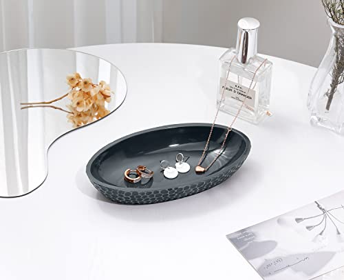 Emibele Jewelry Dish, Honeycomb Resin Ring Holder Jewelry Tray Key Bowl Decorative Trinket Dish for Vanity Entryway Table Home Decor, Gray - color: Gray