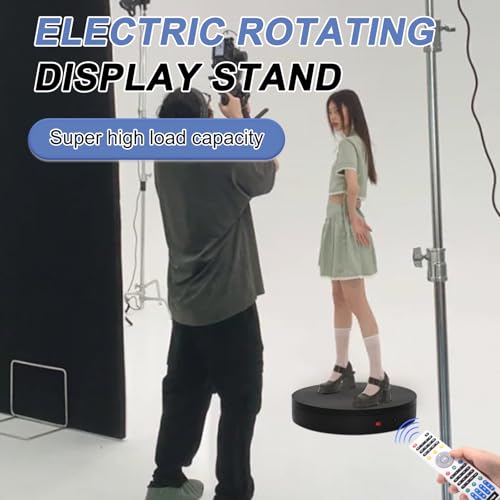Super Heavy Duty Remote-Controlled Motorized Turntable,Motorized Rotating Display Stand,Speed-Adjustable Rotating Platform,Human 3D Scan Electric Turntable for Scan,Showcase(19.7in/Black) - size: 19.7inch/Black/700Lbs Load