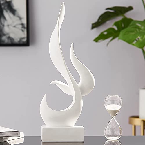 Resin Art Statue Minimalist Figurines Abstract Sculpture Desk Table Sculpture Ornaments for Home Bedroom Living Room Garden Office - White