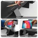Simple Houseware Desk Dual Monitor Stand Riser with Drawer, Black - color: Black