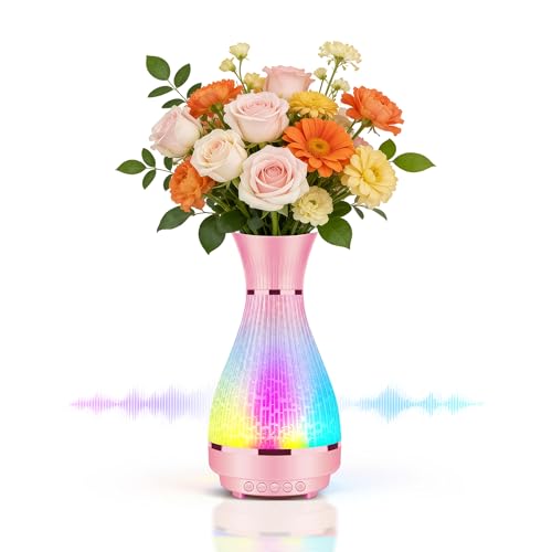 3-in-1 Vase Bluetooth Speaker With Ambient Light & White Noise, 8H Playtime, Water-Safe Flower Vase for Bedroom, Living Room Decor, Mother's Day,Birthday Gift for Women, Mom, Wife or Girlfriend - color: Pink