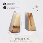 Modern Wedge Marble Bookends (Light Green Onyx) - color: Light Green Onyx