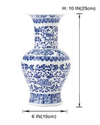 Blue and White Vase, Blue Vase, Chinoiserie Vase, Blue and White Ginger Jar Vase for Home Decor, Blue and White Porcelain Decor,10 "H - size: Blue 10"H