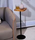 Drink Table, Small Pedestal Side Table, Cocktail Martini Tables Drink Stand, Modern Square Tiny Accent End Table with Metal Base for Small Spaces Living Room Bedroom Office Bar (Brown) - color: Nature
