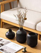 Black Ceramic Vase Set 3 Modern Style Decor Farmhouse Home Living Room Dining Table Room Desk Pottery Small Vases - color: 15 Black