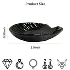 Shell Shape Ring Holder Dish, Seashell Jewelry Dish Tray, Ceramic Trinket Tray for Rings Earrings Necklaces Bracelet, Birthday Mother's Day Christmas Gift for Mom Friend Sister, 3.9", Black - color: Black