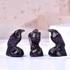 Natural Garnet Crystal Raven Statue 2" Healing Crystal Handmade Sculpture Lucky Guardian Pocket Statues Reiki Meditation Office Home Decoration Gift - color: Garnet