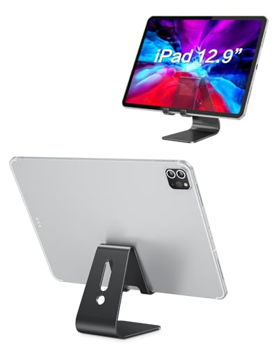 OMOTON Upgraded Aluminum Cell Phone Stand, C1 Durable Cellphone Dock with Protective Pads, Smart Stand Designed for iPhone 17 Air, 16/15/14/13 Pro Max XR XS, iPad mini, Android Phones, Black - color: Black