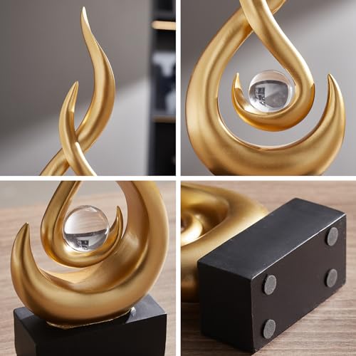 Modern Abstract Art Table Decoration,Resin Flame Statue Modern Gold Centerpiece Ornaments for Living Room Great Gift Idea Home Decor,Collectibles - color: Gold