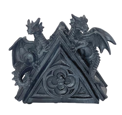 Bellaa Gothic Dragon Stone Finish Medieval Bookends - color: Z Black