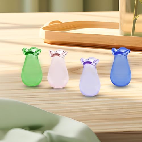 4Pcs Mini Flower Vase Cat Whisker Holder for Decor, Tiny Vase Mini Vase Decorations Cat Memorial Gifts for Dog or Cat, Hair Keepsake Micro Landscape Ornament Supplies - color: 4pcs-multicolor