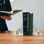1 Pair Crystal Bookends with 80mm Clear Diamond, L Shaped Heavy Duty Book End for Shelves Non Skid Bookends Book Stopper, 4inch - color: Diamond