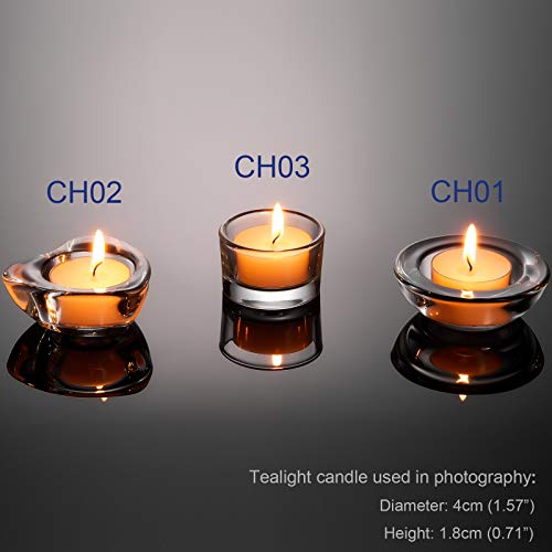 Clear Tealight Candle Holders - Set of 24, Heart-Shaped Chunky Glass Candle Holder, 2.9" Diameter - CH02 - color: Clear 24pcs