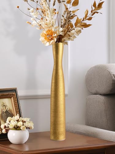Tall Gold Vase, 16.5 Inch Skinny Flower Vases, Handmade Ceramic Vase Modern Minimalist Style for Living Room,Home,Office,Centerpiece,Table,Wedding Party - color: 16.5inch&golden