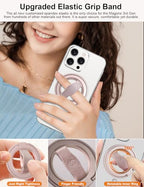 EWA MagOne 3rd Gen [Compatible with MagSafe] Phone Grip Stand with Finger Strap, Removable Magnetic Ring Holder Kickstand Loop for iPhone 17,16,15,14,13,12 Series (Pink) - color: Pink