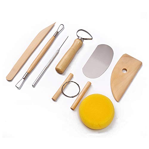S & E TEACHER'S EDITION 8 Pcs Pottery & Clay Sculpting Tools, Double-Sided, Smooth Wooden Handles. - size: 8 PCS