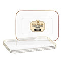 3 Pack Plastic Serving Trays for Party - Gold Serving Tray 8 x 11 Inch - Heavy Duty Dessert Trays for Food - Rectangular Party Serving Trays for Entertaining - Clear Cookie Platters - color: Clear and Gold Rim