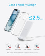 Anker 313 Wireless Charger (Stand), Qi-Certified for iPhone 17/17 Pro/17 Pro Max/16/15/14/13, 10W Fast-Charging Galaxy S23 S22 S21(No AC Adapter) - color: White, size: 1pack