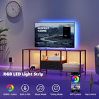 JARHETUN TV Stand with LED Lights, Entertainment Center with Open Shelves and Fabric Drawer, Media Console for 55 Inch TV, Television Stands, Living Room Furniture, Bedroom, Rustic Brown - color: Rustic Brown With Led Light, size: 46.1 Inches