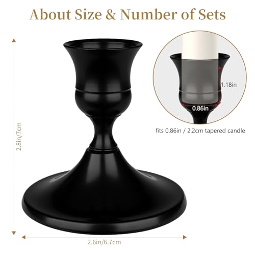 Black Candle Holder Taper Candle Holders, Set of 6 Candlestick Holders Decor for Home Decor, Metal Taper Candleholder for Fall Thanksgiving Halloween Christmas Table Fireplace Decor (6, Black) - color: Black