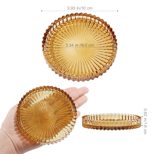 Glass Pillar Candle Holder, 4" Amber Candle Plates Set of 6, Glass Candle Holders for Wedding, Party, Holiday, Home Decor, Table Centerpiece - color: Amber, size: 6 pcs