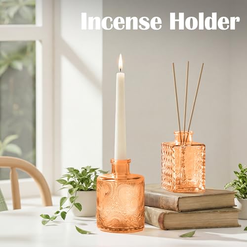 Glass Bud Vases in Bulk Set of 17, Amber Small Mini Vases for Flowers, Vintage Vase for Centepiece,Wedding, Table Decor, Baby Shower, Christmas, Home and Events - color: Amber