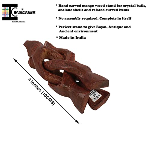 Indian Consigners Cobra Wooden Tripod Stand (Stained (Reddish Brown), 4 Inches) - color: Stained (Reddish Brown), size: 4 Inches