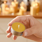 50-Pack Pure Beeswax Tealight Candles in Aluminum Cups - 4-5 Hour Burn Time, Lead-Free Cotton Wick, Natural Unscented Candles - color: Raw